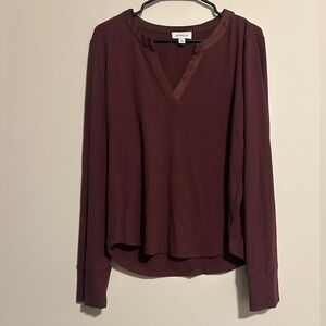 Evereve Deep Burgundy Long Sleeve Top